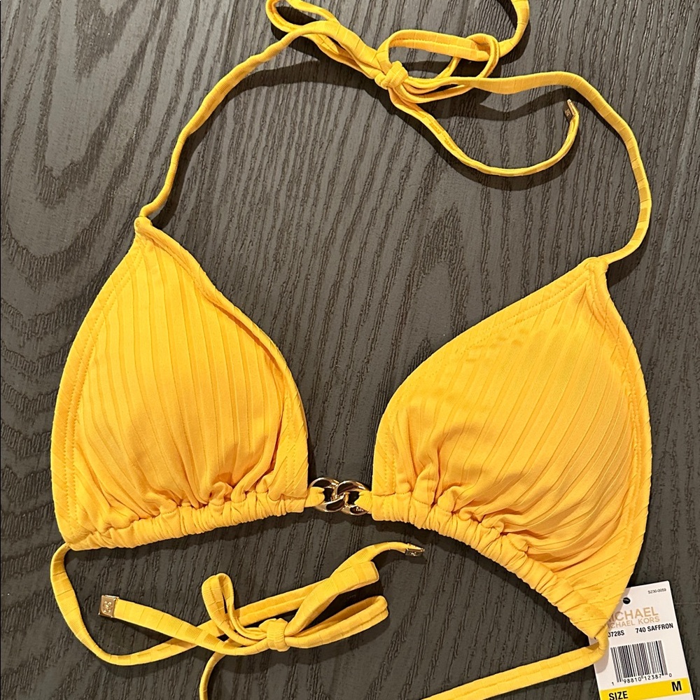 Michael Kors Yellow Ribbed String Bikini Set - Picture 5 of 11